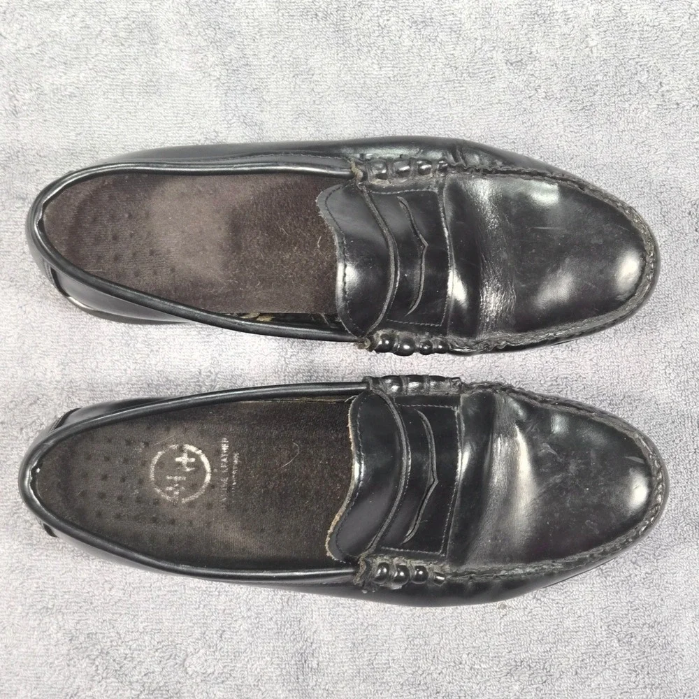 H.H. Men's Black Leather Penny Loafers Handsewn Superlite Oil Resistant Classic